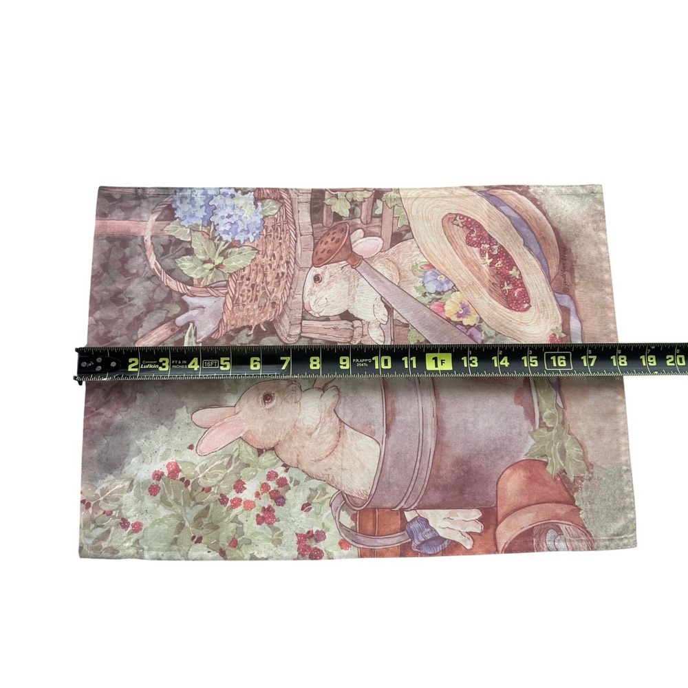 Sandi Gore Evans Garden Flag Bunny Watering 12x18 Multicolor Cottagecore Decor - Picture 2 of 7